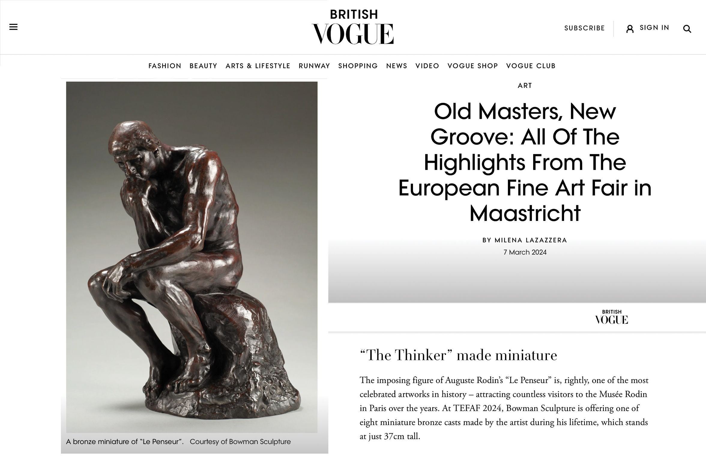 British Vogue Bowman Sculpture